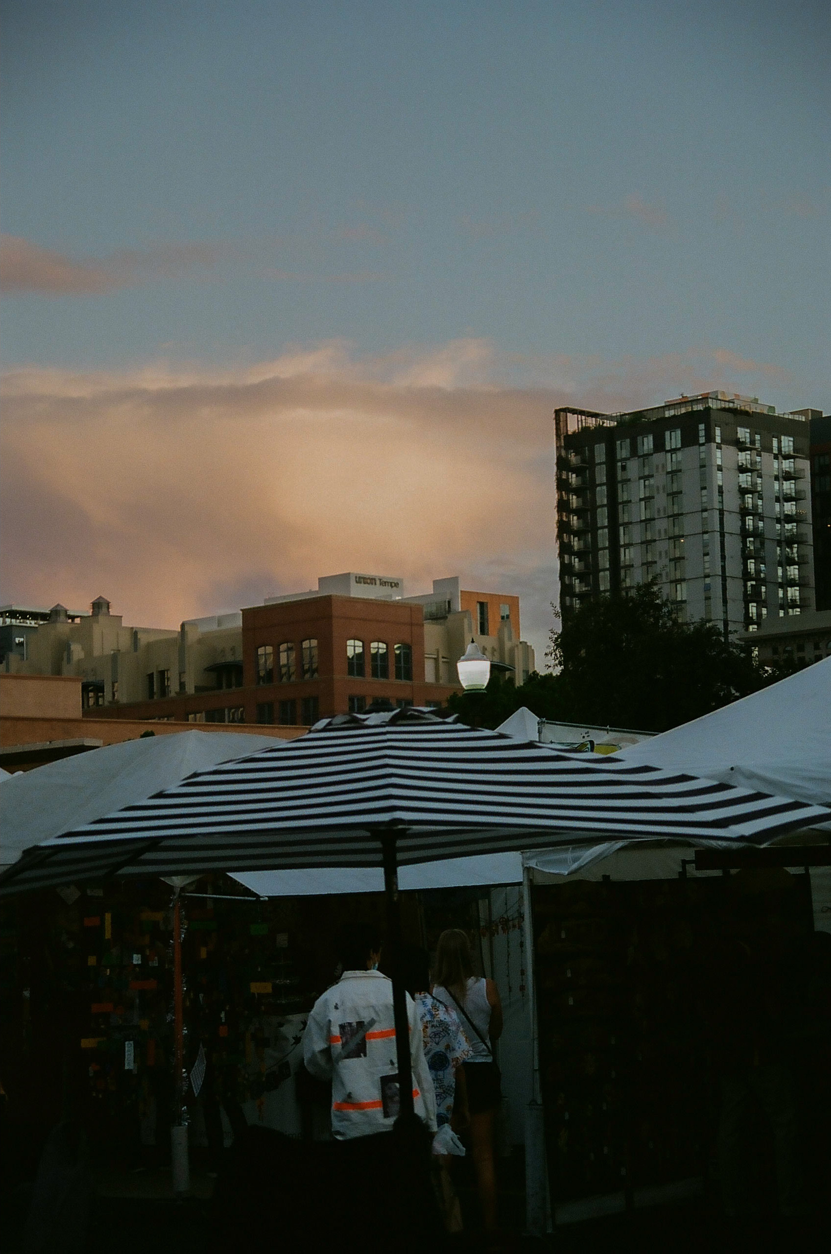 Pastel-colored clouds over Tempe's Festival of the Arts in December 2021.