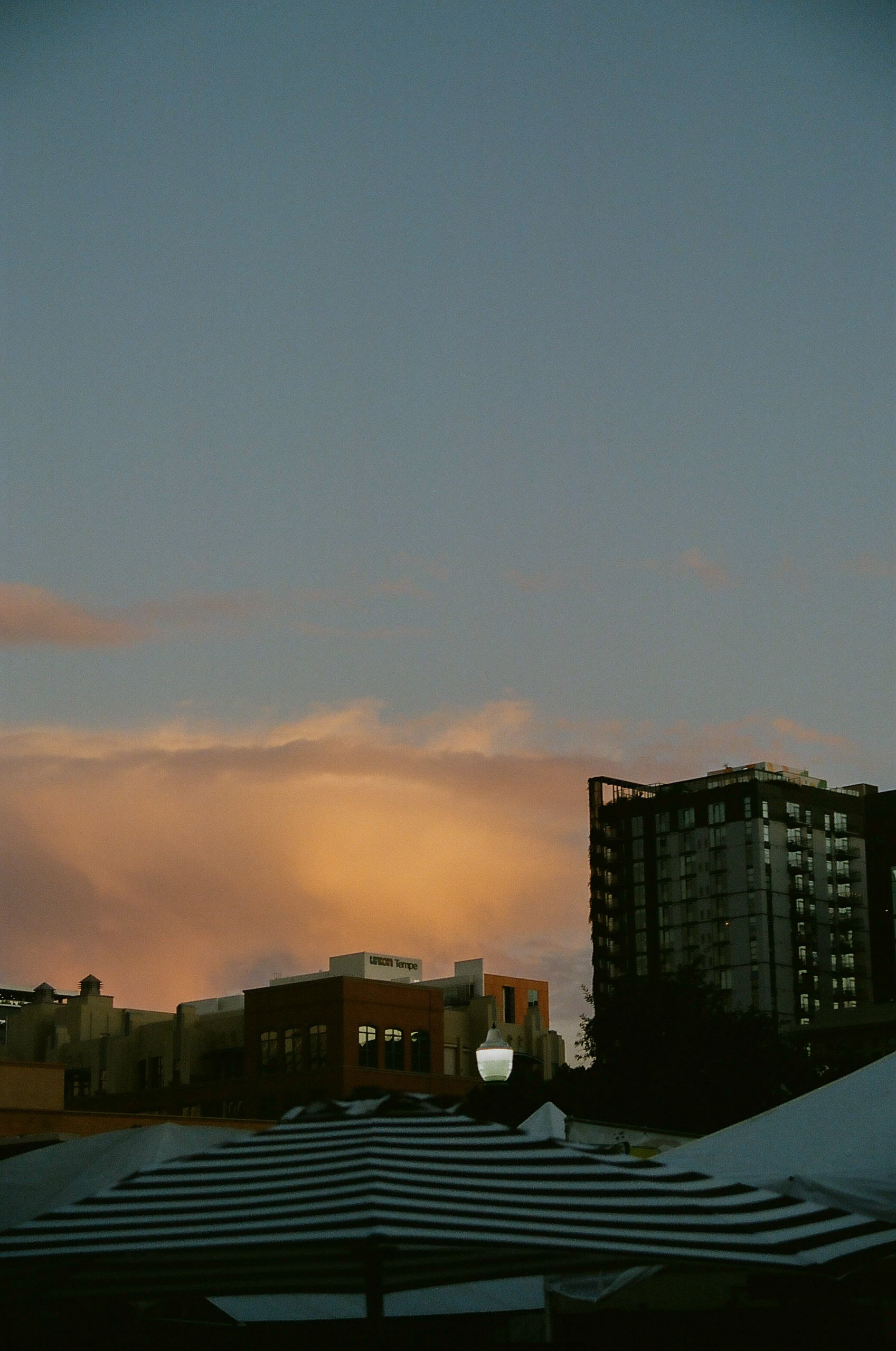 Pastel-colored clouds over Tempe's Festival of the Arts in December 2021.