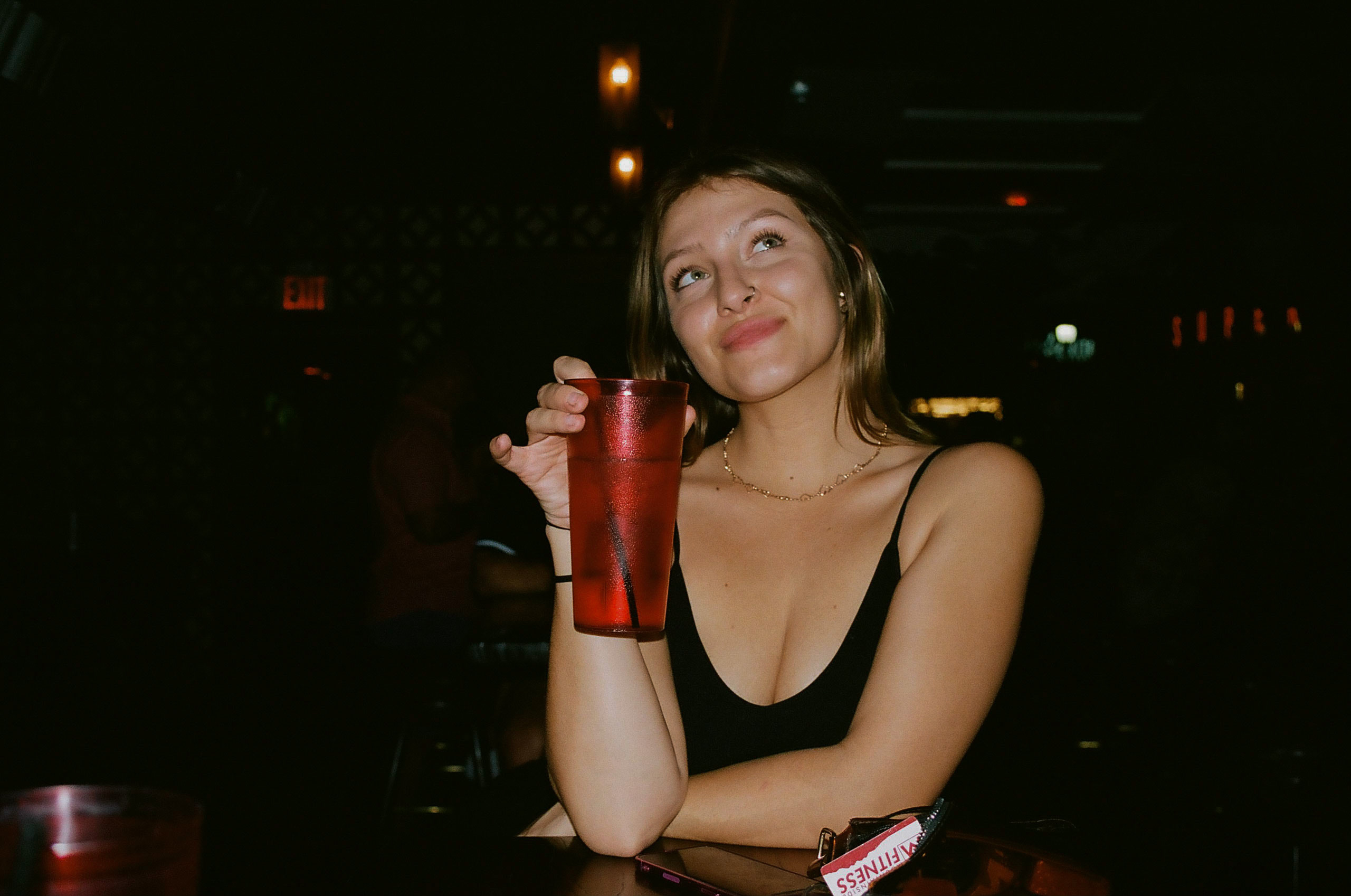 Friend poses for a picture during dinner at Shady Park in Tempe.