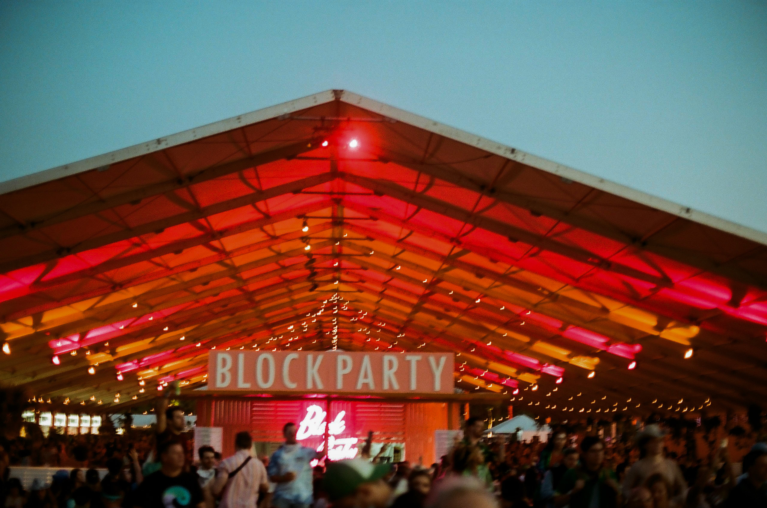 View of the Indio Central Market tent from the beer garden at Coachella Valley Music and Arts Festival 2022.