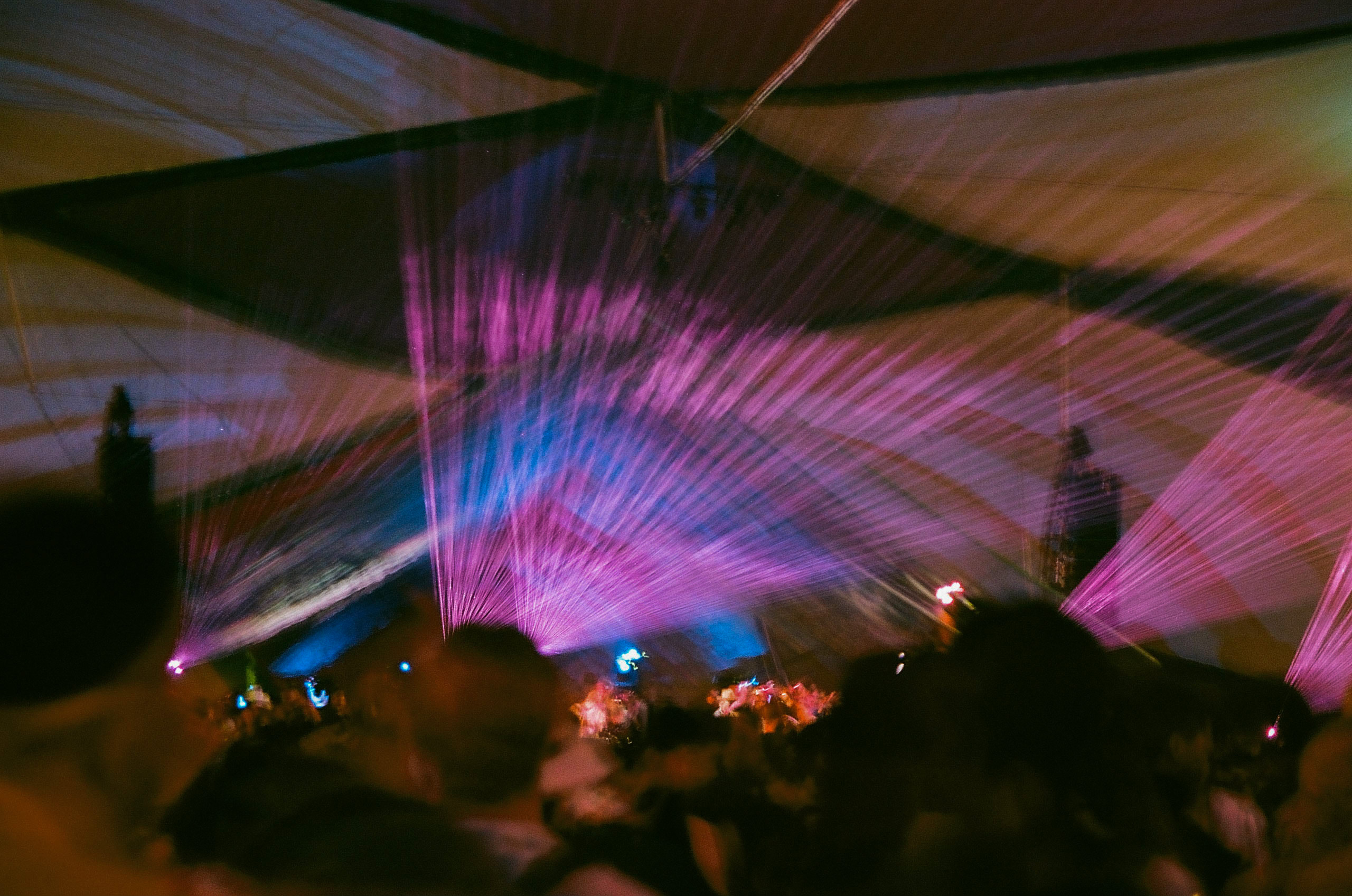 Lasers shine over the crowd at the DoLaB at Coachella Valley Music and Arts Festival 2022.