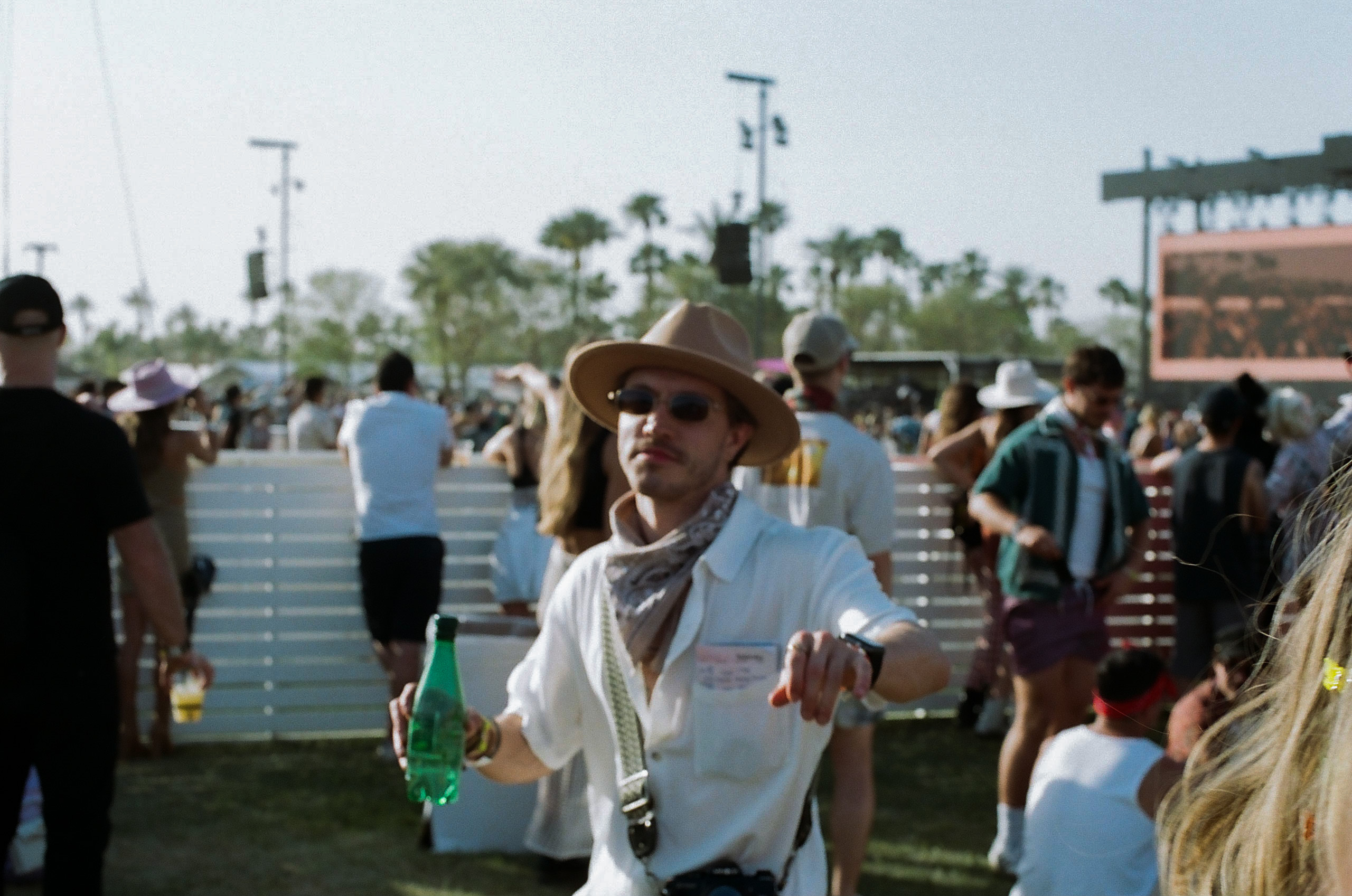 Friend dancing in the beer garden at Coachella Valley Music and Arts Festival 2022.