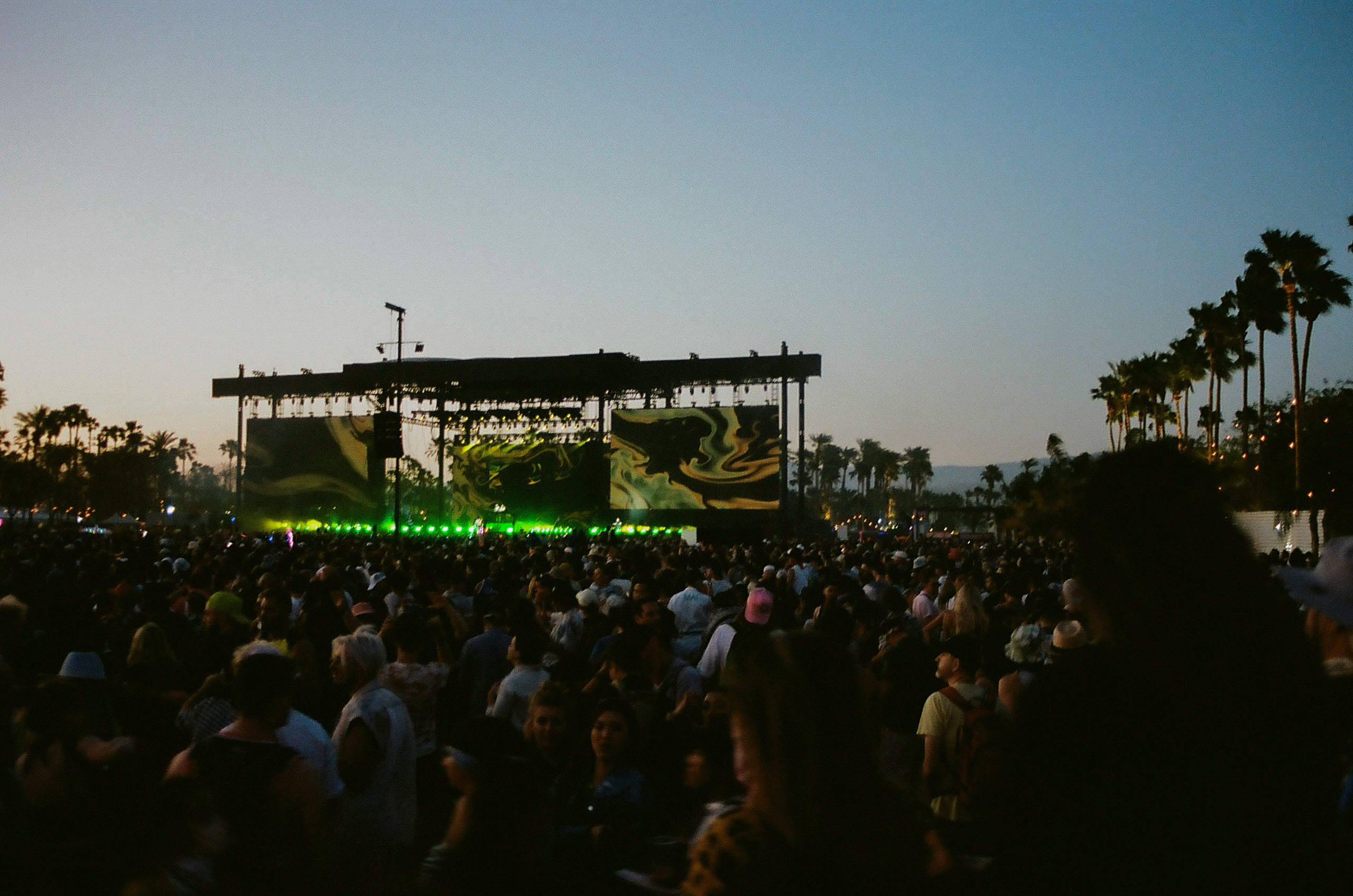 Large crowd packs in the beer garden to watch Disclosure's performance at the Outdoor Theatre on Day 2 of Coachella Valley Music and Arts Festival 2022.