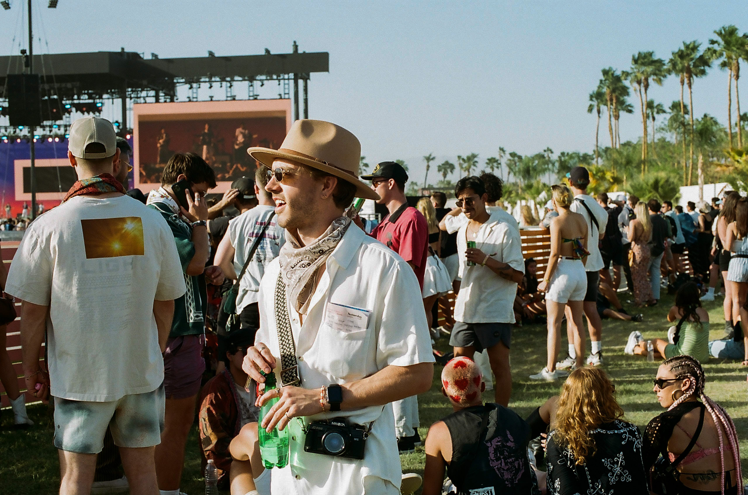 Friend pictured in the beer garden at Coachella Valley Music and Arts Festival 2022.