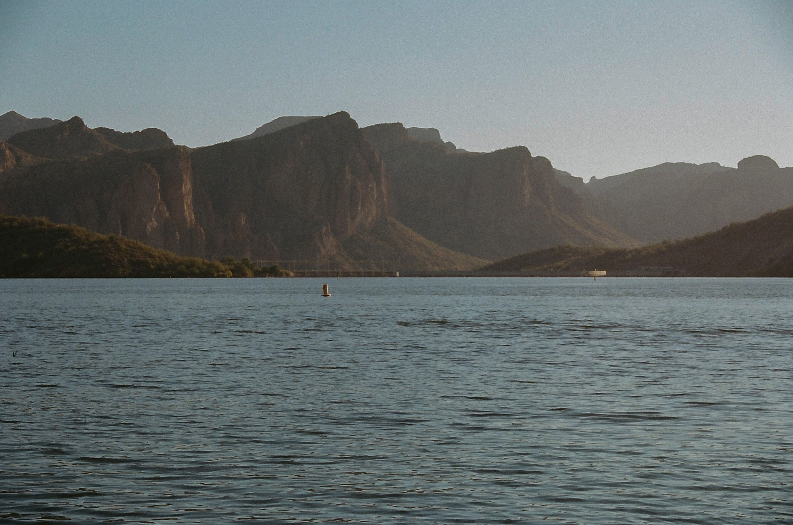 Mountains line the shore of Saguaro Lake.