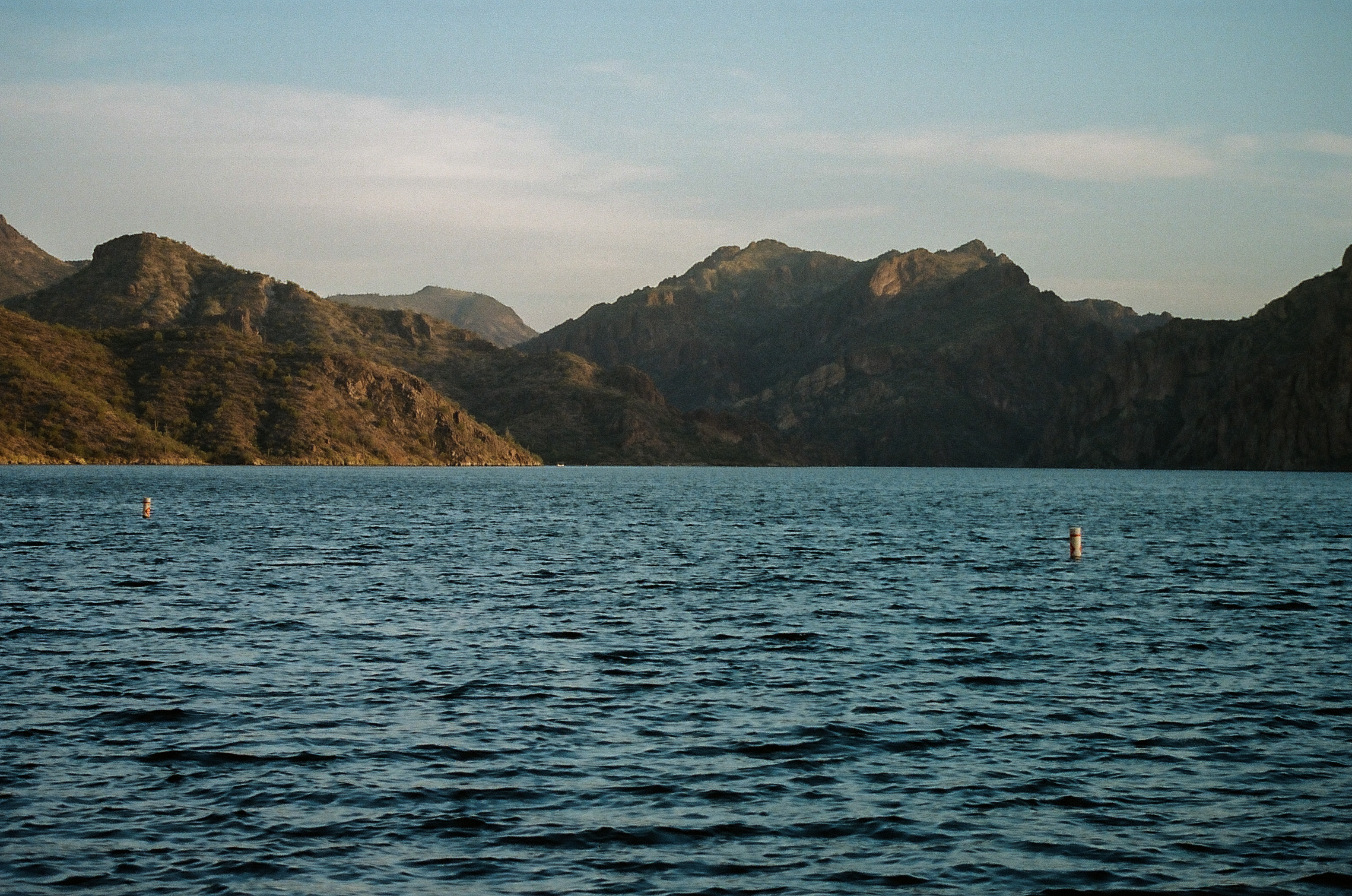 Mountains line the shore of Saguaro Lake.