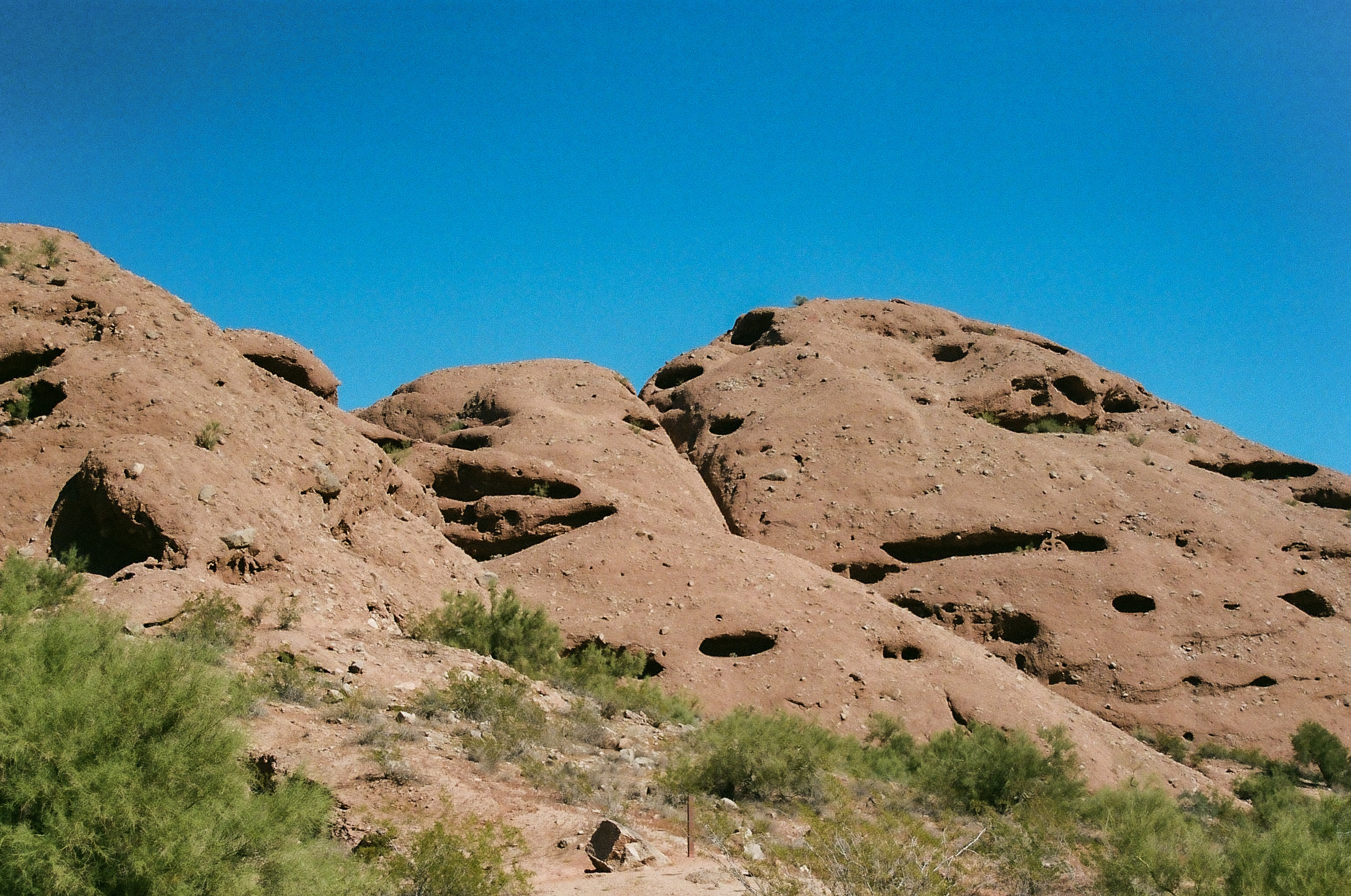 The rock formations and buttes of Double Loop Butte trail in Papago Park.