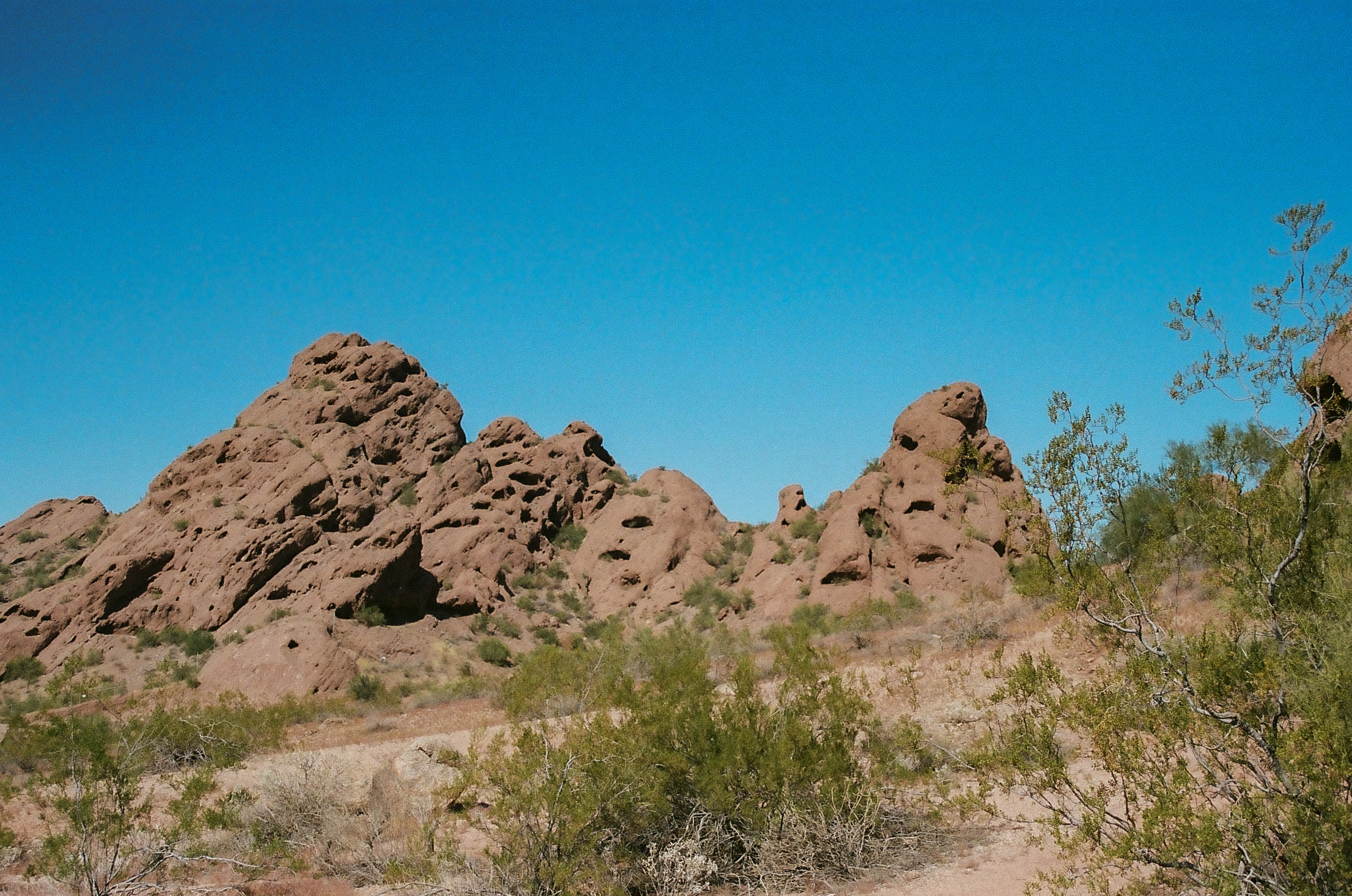 The rock formations and buttes of Double Loop Butte trail in Papago Park.